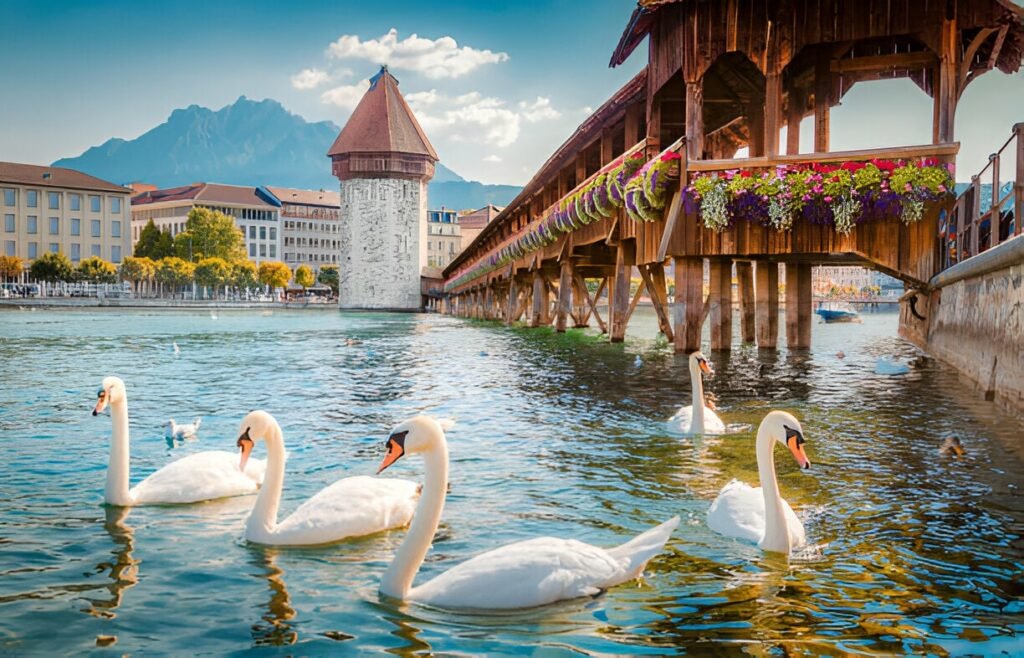 Chapel Bridge And Water Tower Lucerne, Switzerland