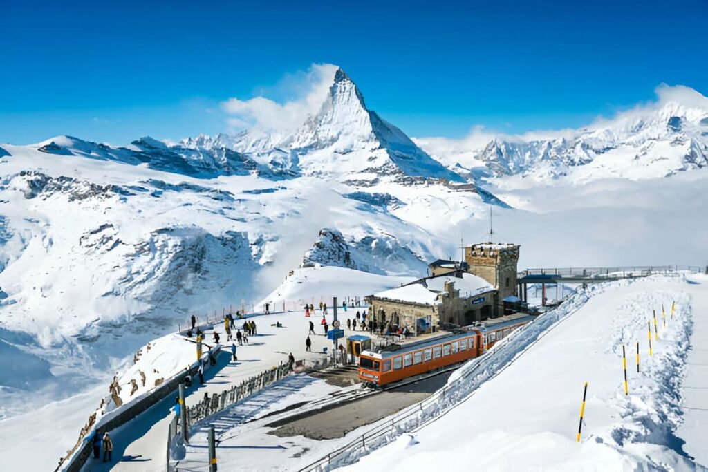 Matterhorn peak above Zermatt town